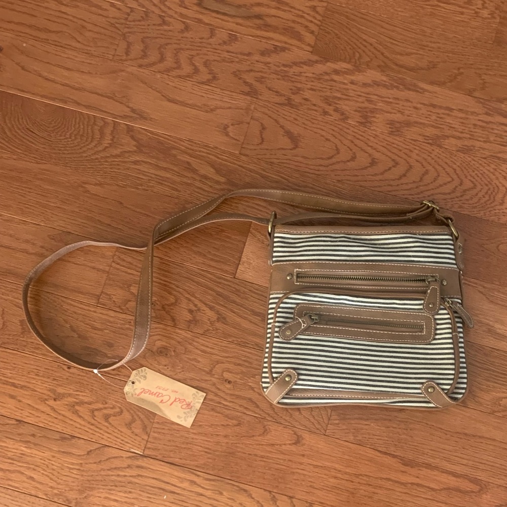 Stripped bag with tags